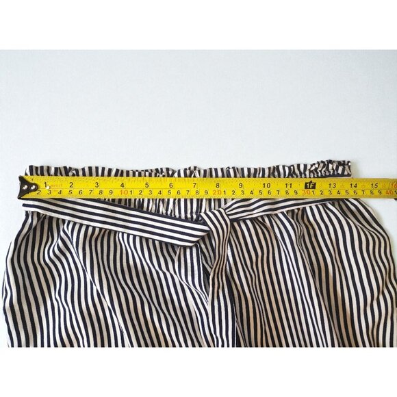 See You Monday Wide Leg Striped Pants Size L–Navy & White–Paper bag Waist w/tie - Picture 6 of 8